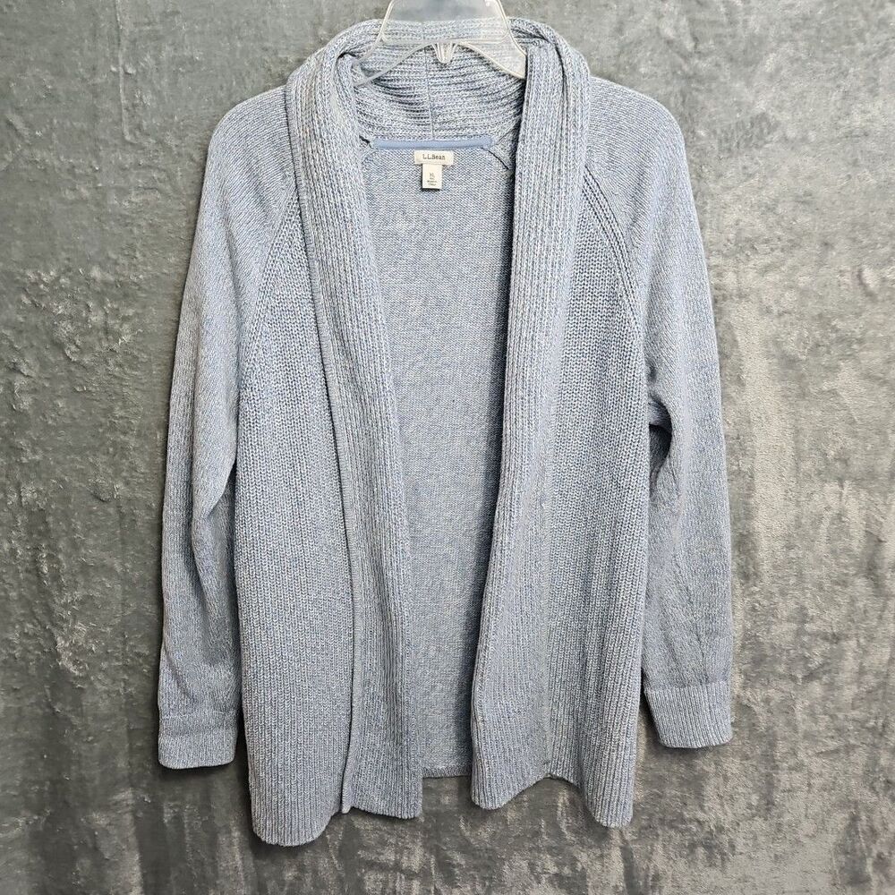 L.L.  Bean Women's Sz XL Blue Cardigan Sweater Tunic cotton